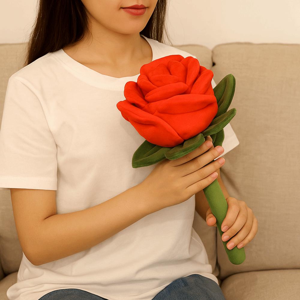 Soft Simulation Plush Rose Romantic Rose Plush Pillow Red Rose Bouquet Home Decoration