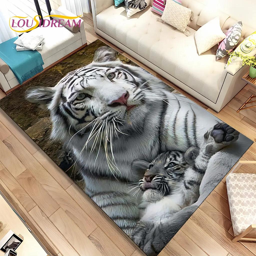 Beast Animal Tiger,Sabretooth Cartoon Area Rug,Carpet for Home Living Room Bedroom Sofa Doormat Kitchen Decor,Non-slip Floor Mat
