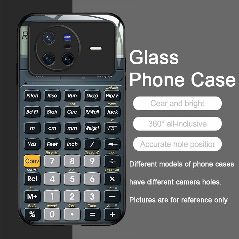 Funny Digital Calculator Pattern Tempered Glass Phone Case for OPPO Reno 13 F 12 11 10 Pro Plus Find X8 X3 Lite A58 A78 5G Cover