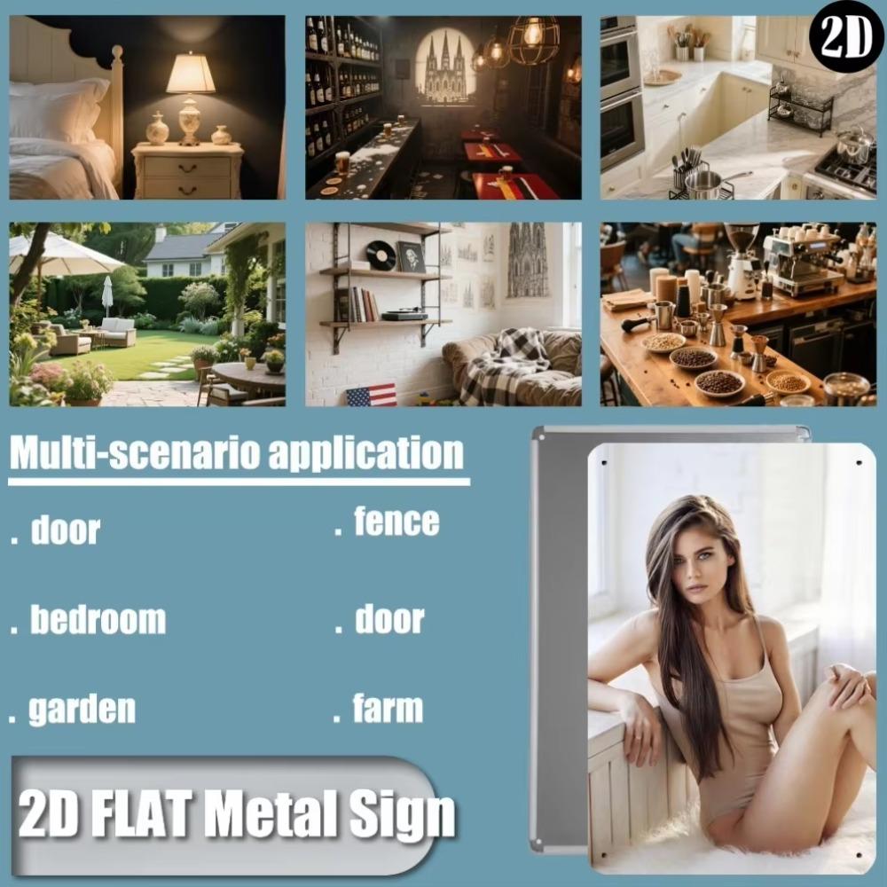JIT Retro Metal Wall Sign Vintage Woman Silhouette Window Art Kitchen Decor