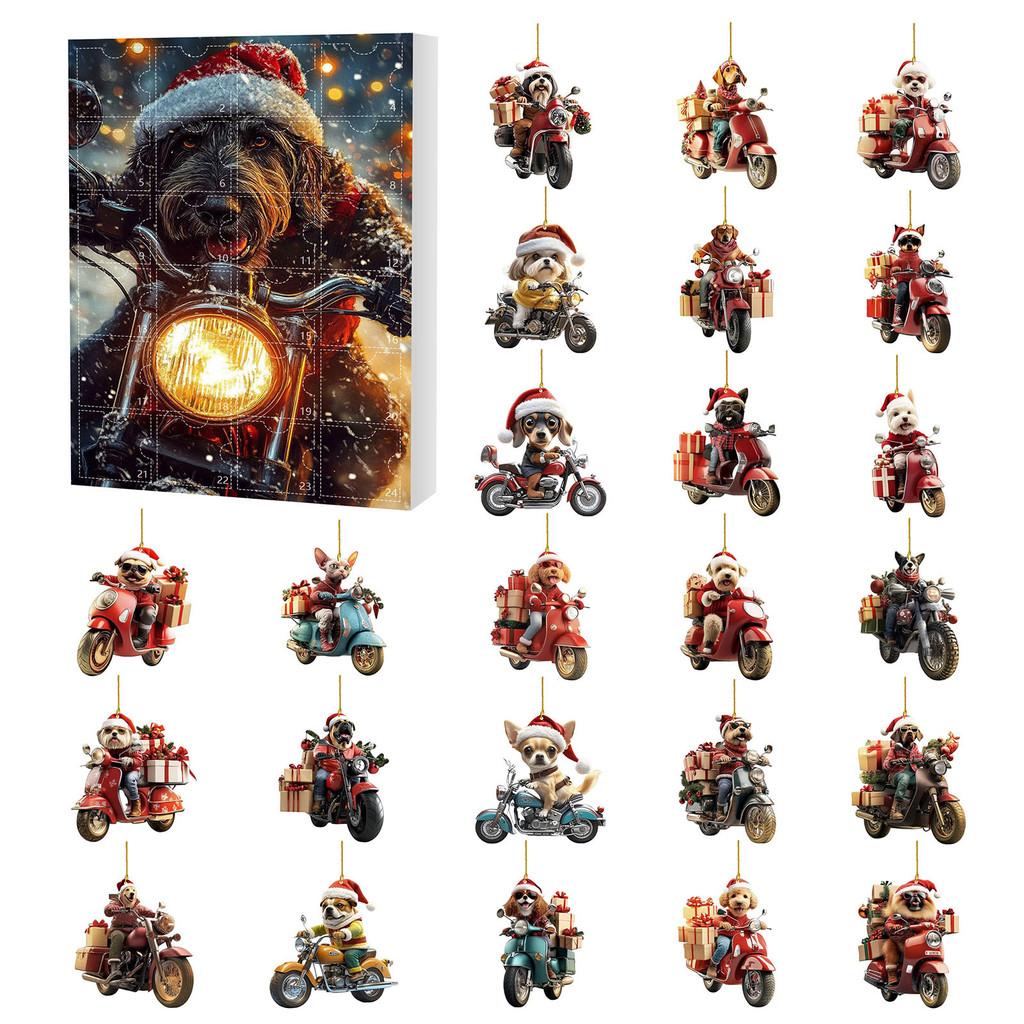 Christmas Dog Themed Advent Calendar With Acrylic Material And 24 Decor Accessories For Holiday Decor