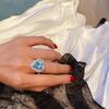 Stylish Blue Sapphire Heart Ring: Women's Versatile Luxury Openable Jewelry