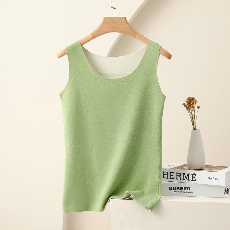 Women's AB Side Double Fleece Round Neck Thermal Tank Top Slim Base Layer Vest M-2XL