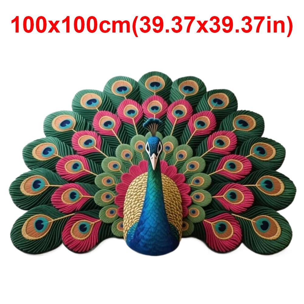 Soft Peacock Carpet Non-slip Bathroom Floor Mat Portable Blanket  for Living Room Tea Table Bedside