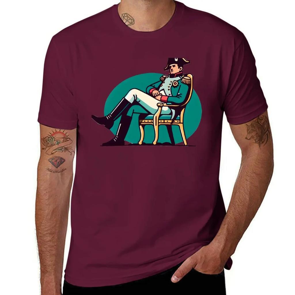 Napoleon Siting On Chair Drawing TShirt Cotton Graphic Tees New Edition Summer Top Anime Figures Mens Tshirts