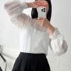 New Arrivals Open Run Sheer Blouse Round Neck Spring Outfit Balloon