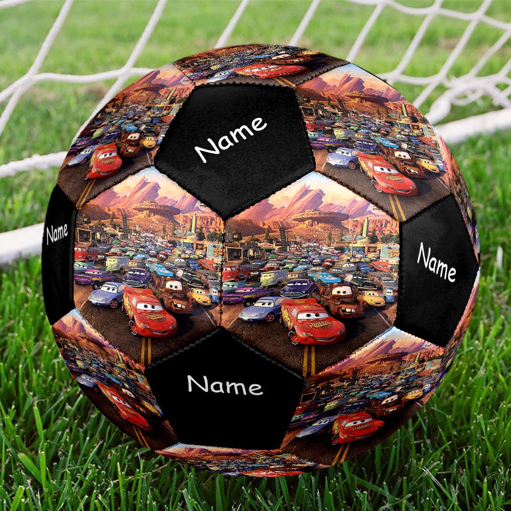 Pallone da Calcio Taglia 5 Tema Auto con Nome Personalizzabile, Adatto Sia per Partite Indoor che Outdoor, un Regalo Adatto a Tutti.