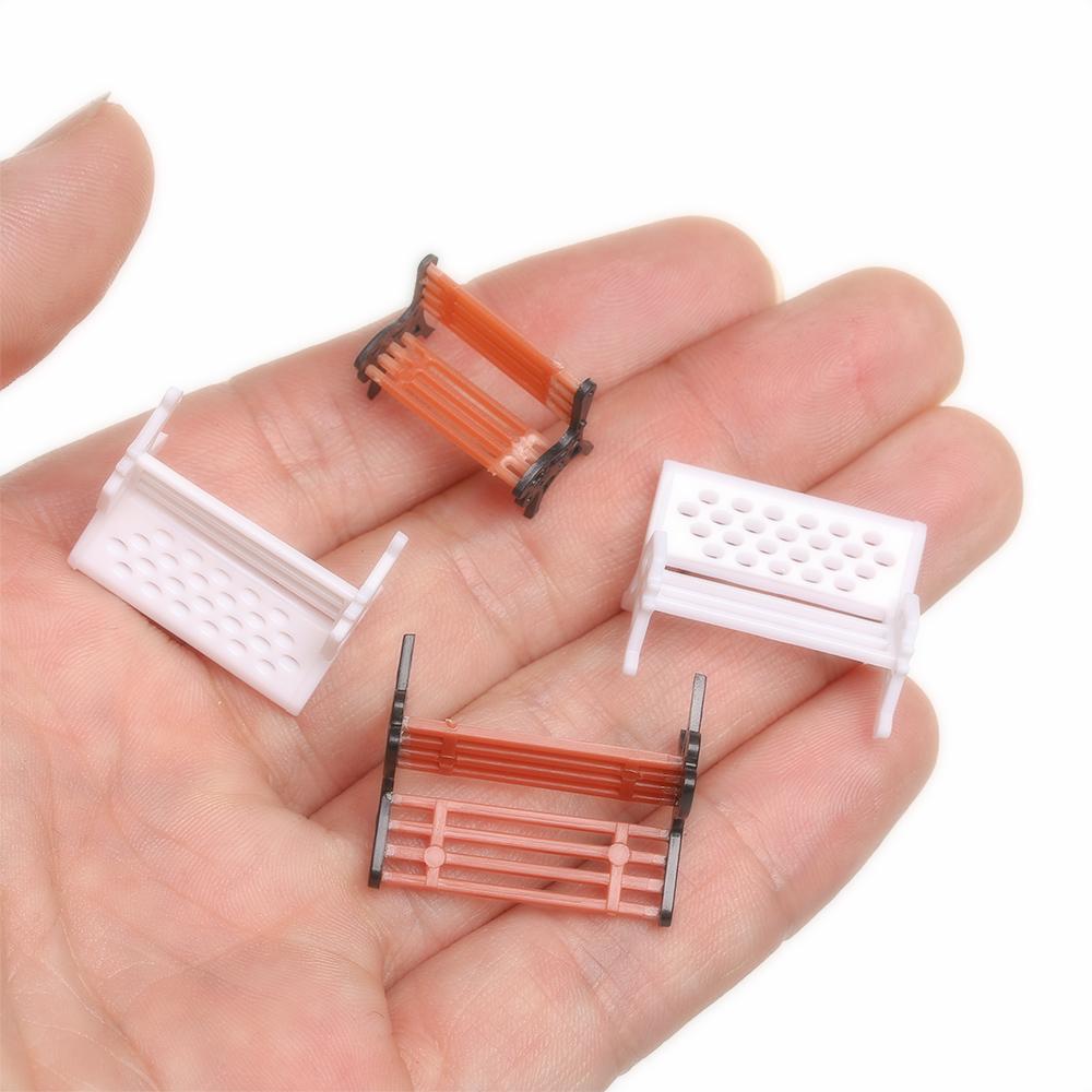 1 Paar Parkbank-Figuren Handwerk Feengarten-Dekor Puppenhaus Park Mikro-Landschaften Hocker Miniatur-Bank-Figuren