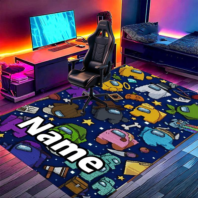 Custom Name Personalized Among Us Print Carpet, Versatile Home Decor Rug, for Playroom, Apartment, Balcony, Entryway, Hallway Gift