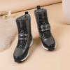 Krazing Pot Microfiber Down Boots Winter Shoes Med Heels Size 44 Wedges Super Size Snow Boots Hook Loop Mixed Color Keep Warm Mid-calf Boots