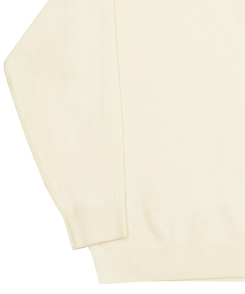 GRAVER [Unisex] White Flower Embroidered Oversized Collared Zip-Up Knit_Cream
