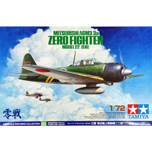 Tamiya 1/72 Warbird Collection No.85 Japanese Navy Mitsubishi Zero Type Carrier Fighter Type 22/Type 22 A Plastic Model 60785