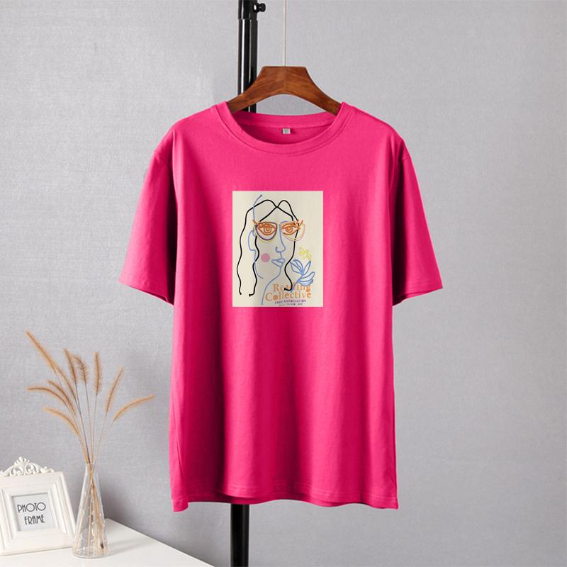 Shellsuning Summer New Aesthetic Printed Tshirts for Women 100% Cotton Vintage Short Sleeves Basic Tees Oversize Top Korean Casual Harajuku Tops