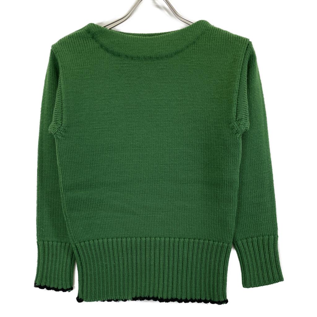 Maison Margiela Green 100% Wool Boat Neck Long Sleeve Knit Tops S greenUsed