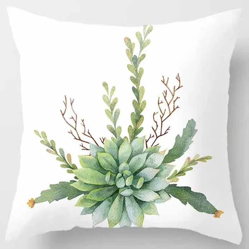 Car Sofa Cushion Cover Botanical Cactus Print Square Pillowcase Bedroom Home Decor
