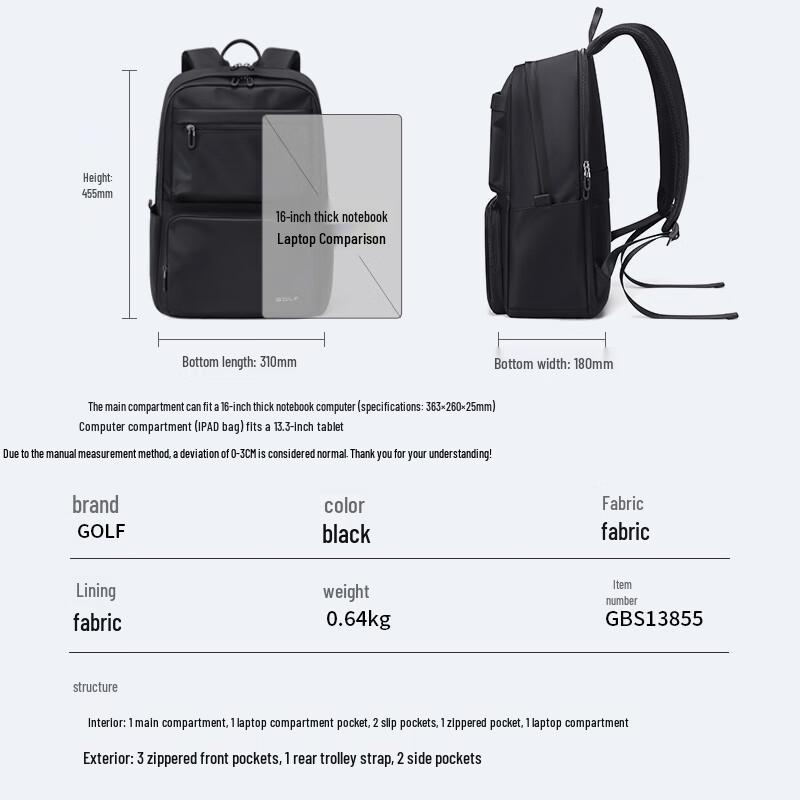 GOLF Men's Water-Repellent Laptop Backpack