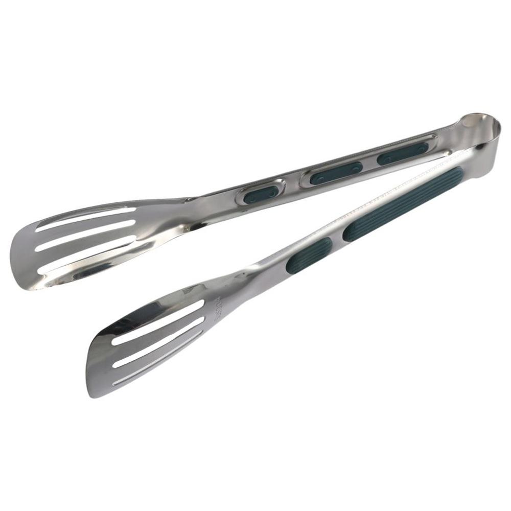 Stainless Steel Kitchen Tongs with Green Non-slip Handle Metal Tongs Practical Cooking Tongs  Home