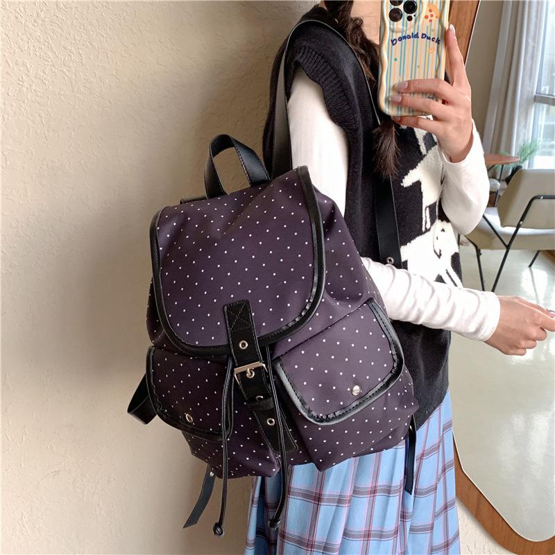 Schoolbag polka dot backpack 1011 new ins niche design drawstring schoolbag casual backpack Korean version tide