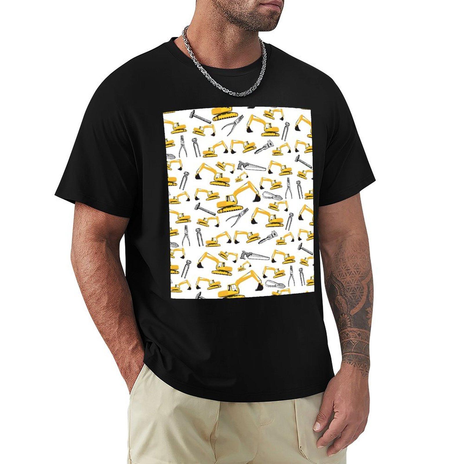

Excavator Construction Trucks and Tools Pattern TShirt anime shirt tees Mens tshirt 4XL