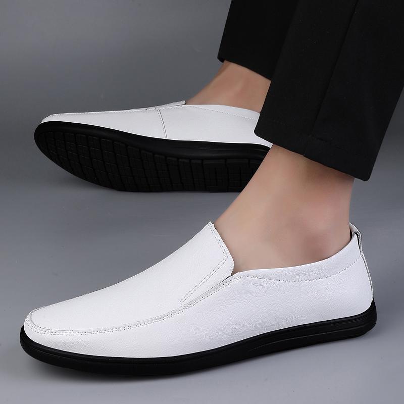 Fashion Fashion Men Loafers Luxury Split Leather Men's Low Casual Shoes 2025 New Comfortable Driving Shoes Outdoor Men Flats Size 37-45