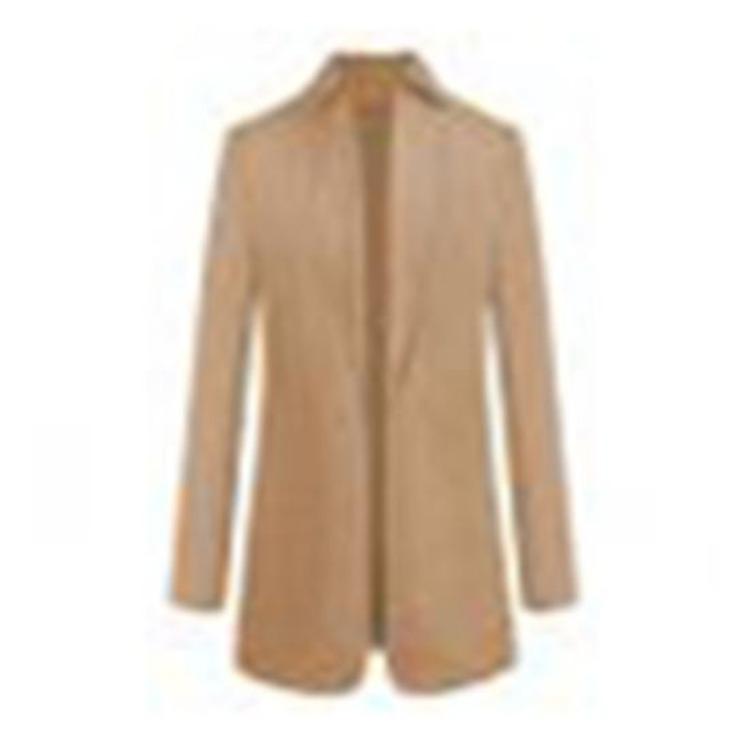 

Winter Faux Wool Coat Women Fashion Long Sleeve Stand Collar Solid Jacket M хаки