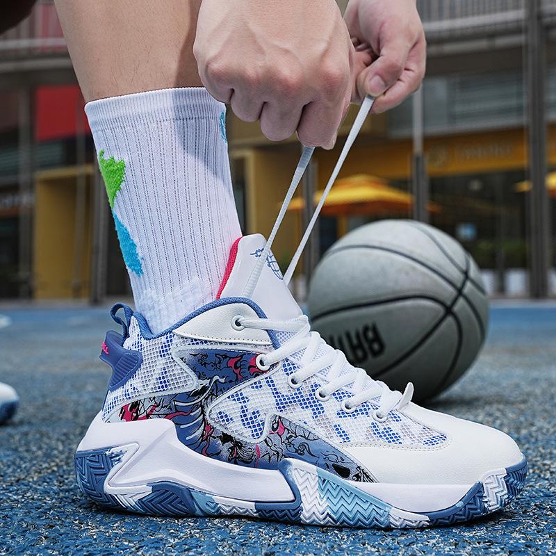 2025 Spring and Summer Basketball Shoes Men's Non-slip and Wear-resistant Teenagers High-top Breathable Friction Sound Actual Combat Training Spo