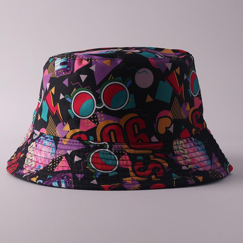 Digital printing small edge bucket hat spring and summer double-sided can wear outdoor sunshade basin hat spot