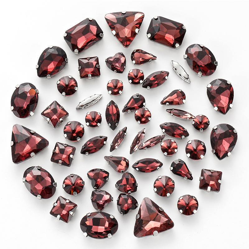50 Mixed Silver Claw Drill Crystal Sewing Drill with Holes DIY Handmade Wedding Apparel Materials Jewelry Accessories Rhinestone Sew On Beads