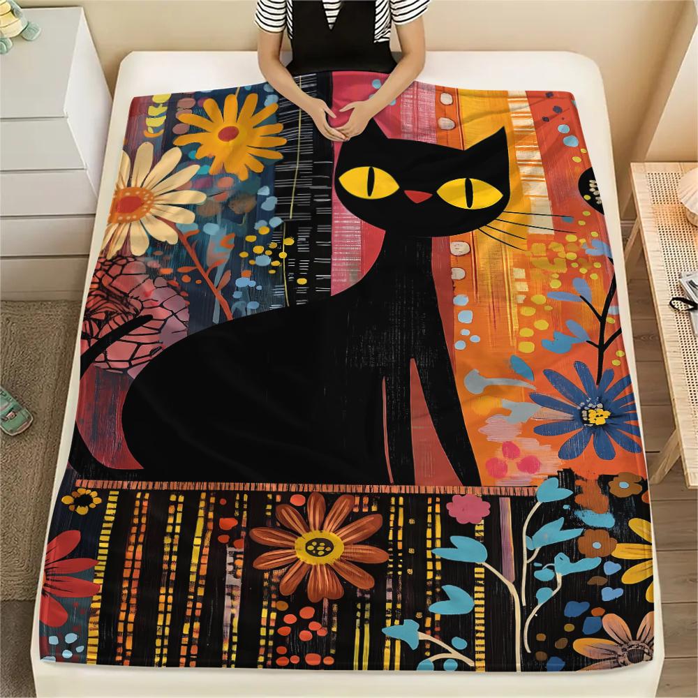 Cats and Leopards Print Flannel Blanket,High Quality Comfortable for All Seasons,Home Decor,Warmth and Comfort,Perfect for Christmas Gifts