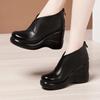 Small Size 32-43 Quality Soft Leather Shoes Women Platform Wedges Fall Winter 2025 Warm Plush High Heels Ankle Boots for Mother