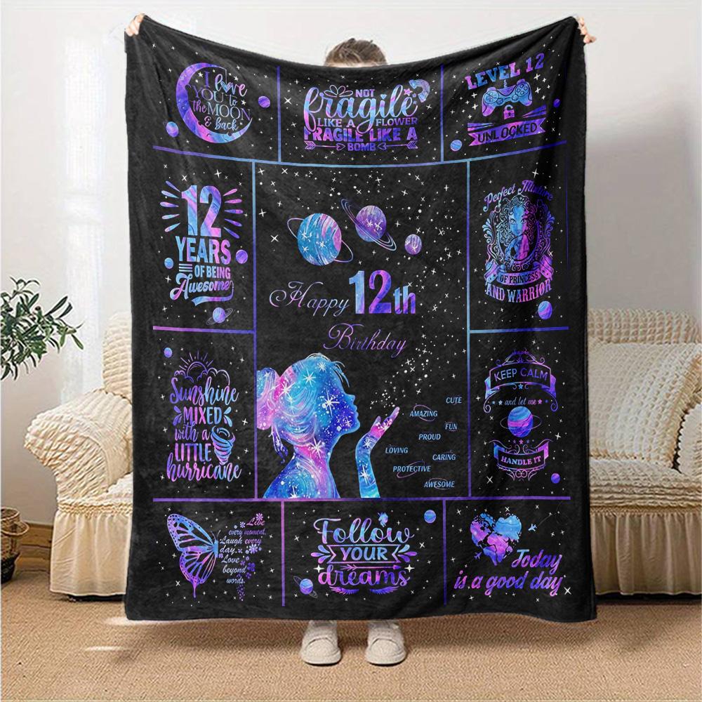 12Th Birthday Celebration Gift Blanket Warmthful Decor Throw Sofa Couch Office Occasions Versatile Accessory Birthday Christmas Gift Blanket Y6