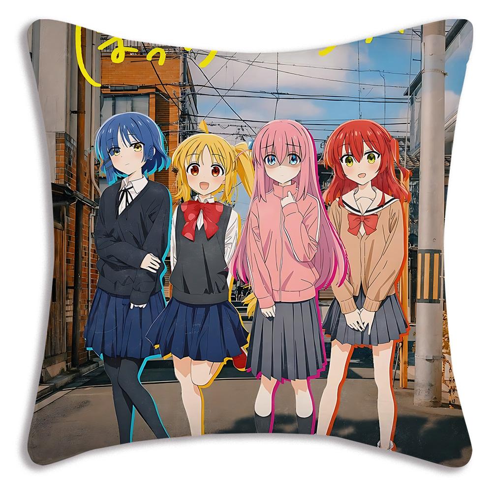 Anime B-Bocchi the Rocks Pillow Covers Cartoon Sofa Decorative Home Double-sided Printing Short Plush Cute Cushion Cover