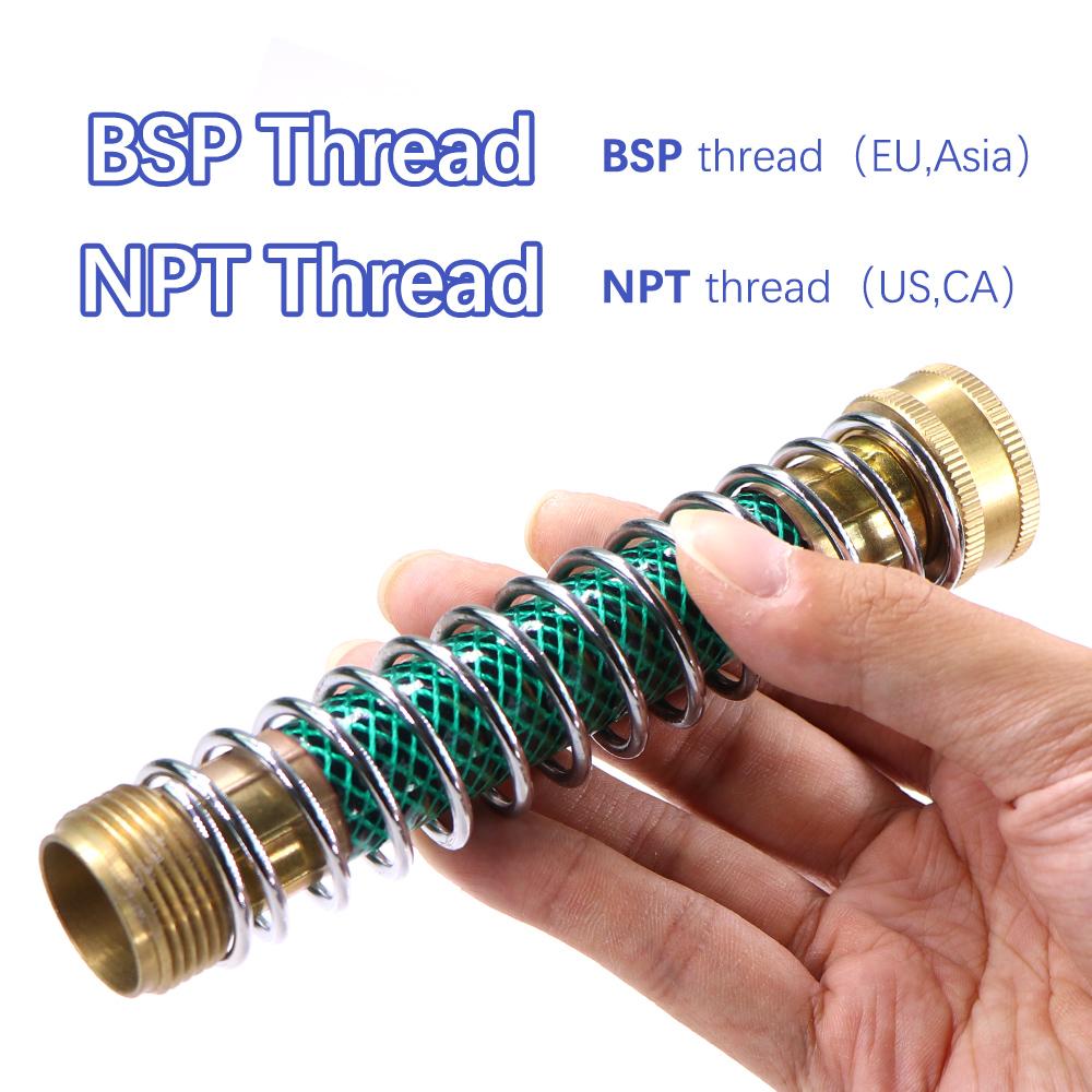 3/4" NPT BSP Brass Hose Adapter Male Female Thread Garden Taps Irrigation Faucet Anti-bending Spring Tubing Prolonging Lengthen