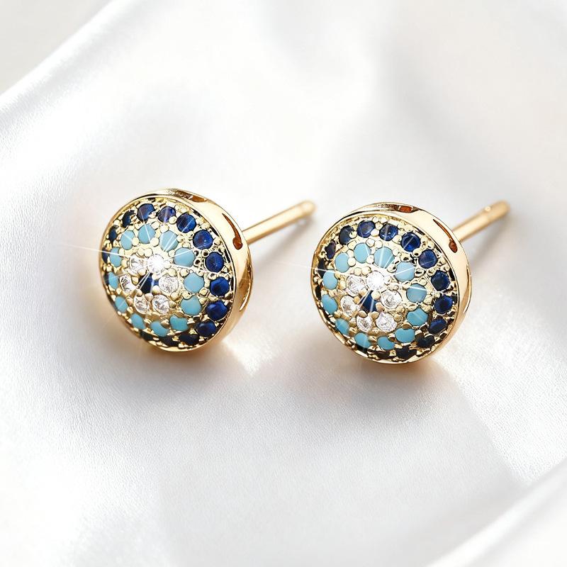 Evil Eye Micro Paved Zirconia Hoop Earrings For Women Minimalist Cool Niche Personality Temperament Jewelry