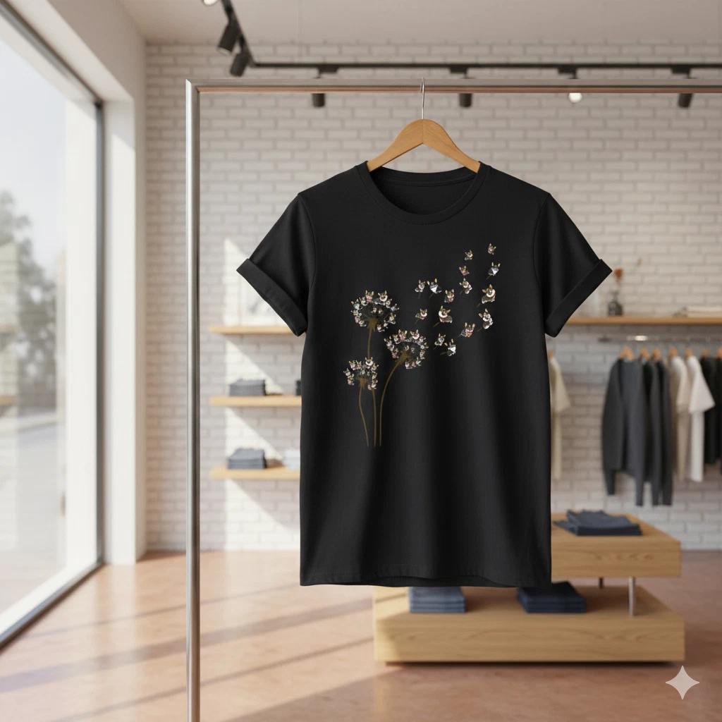 Unisex Adult Funny Graphic Fny Corgi Dandelion Graphic T Shirt Cute... XXL