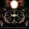 1pc Mantel de Tarot, Paño de Altar, Fase Lunar, Sol, Cielo Estrellado, Flores, Brujería, Accesorios de Decoración para Rituales de Altar