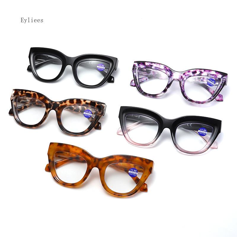 Damen Große Katzenaugen Lesebrille Trendige Modische Übergroße Weitsichtbrille Männer Frauen Blaulichtfilter Plus Dioptrien Brille