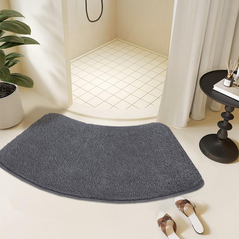 Solid Color Thick Furry Arched Shower Room Absorbent Floor Mat Soft Fur Foot Mat Bathroom Mat Non-slip Mat