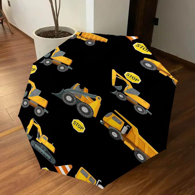 1PC Construction Vehicles Stop Signs Umbrella-8-Rib Reinforced Portable Folding Travel Suitable for All Seasons Outdoor Daily Use-120