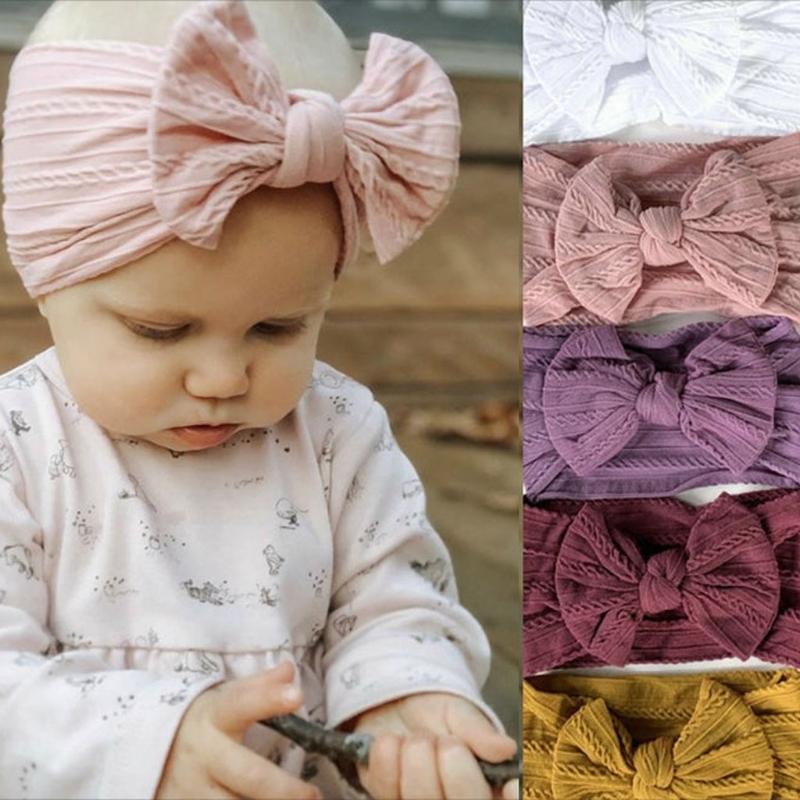 Elastic Knotted Headwear Baby Bowknot Headband Wide Band Bow Hair Bands for Baby Girl Infant Headbands Hair Accessories