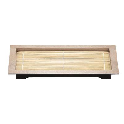 Soba 34cm Long Rectangular Plate with Fabric Silver X X Made In Japan J-Kitchens Dish, Rim, Brown, Shatter-Resistant Resin, 33.7 17.1 3.5cm,