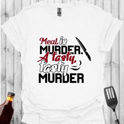 BBQ T Shirt – Meat Is Murder A Tasty Tasty Murder – Grill Gift