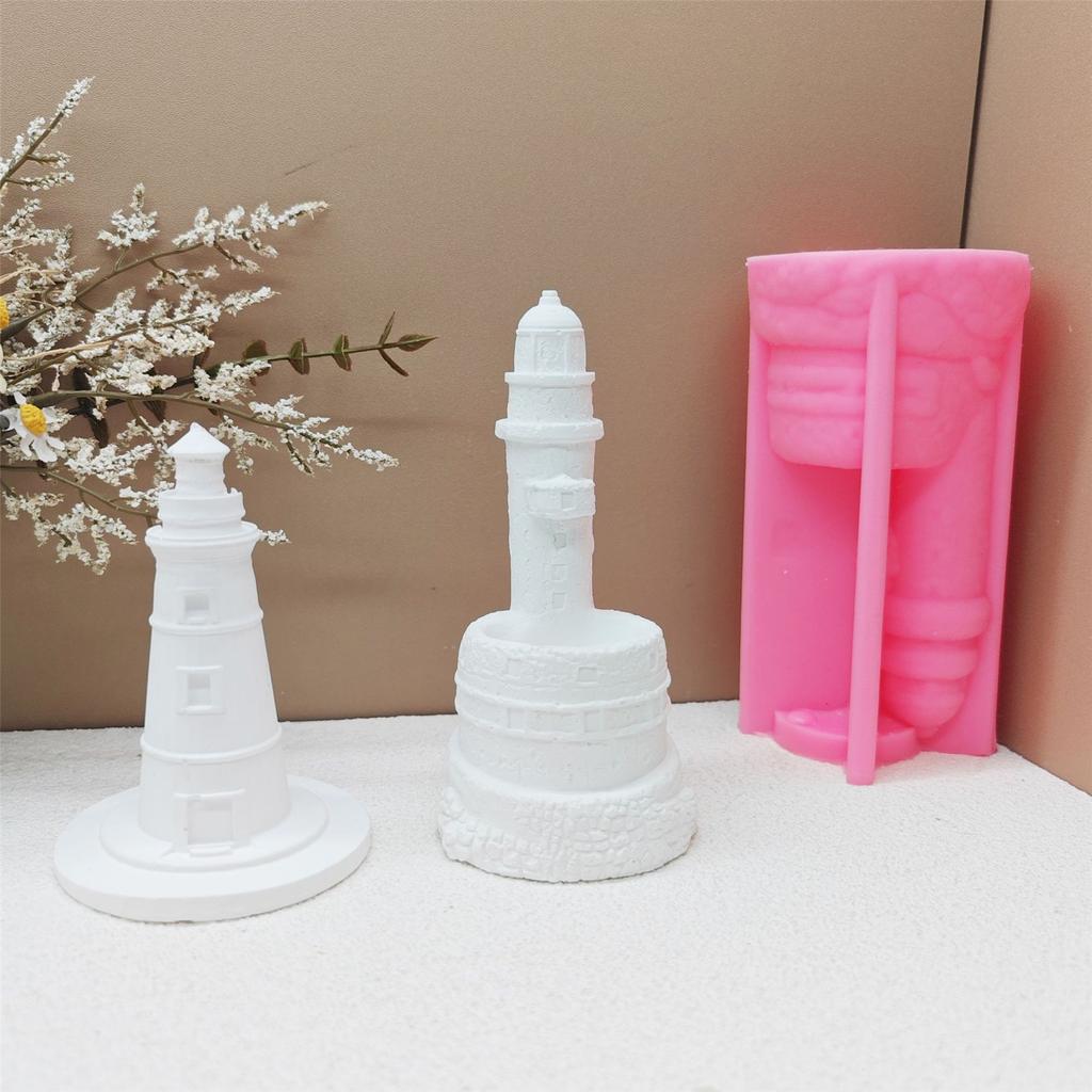 Lighthouse Shaped Resin Silicone Molds for Tealight Holder Candle Holder Home Decoration Silicone Candle Cup Molds