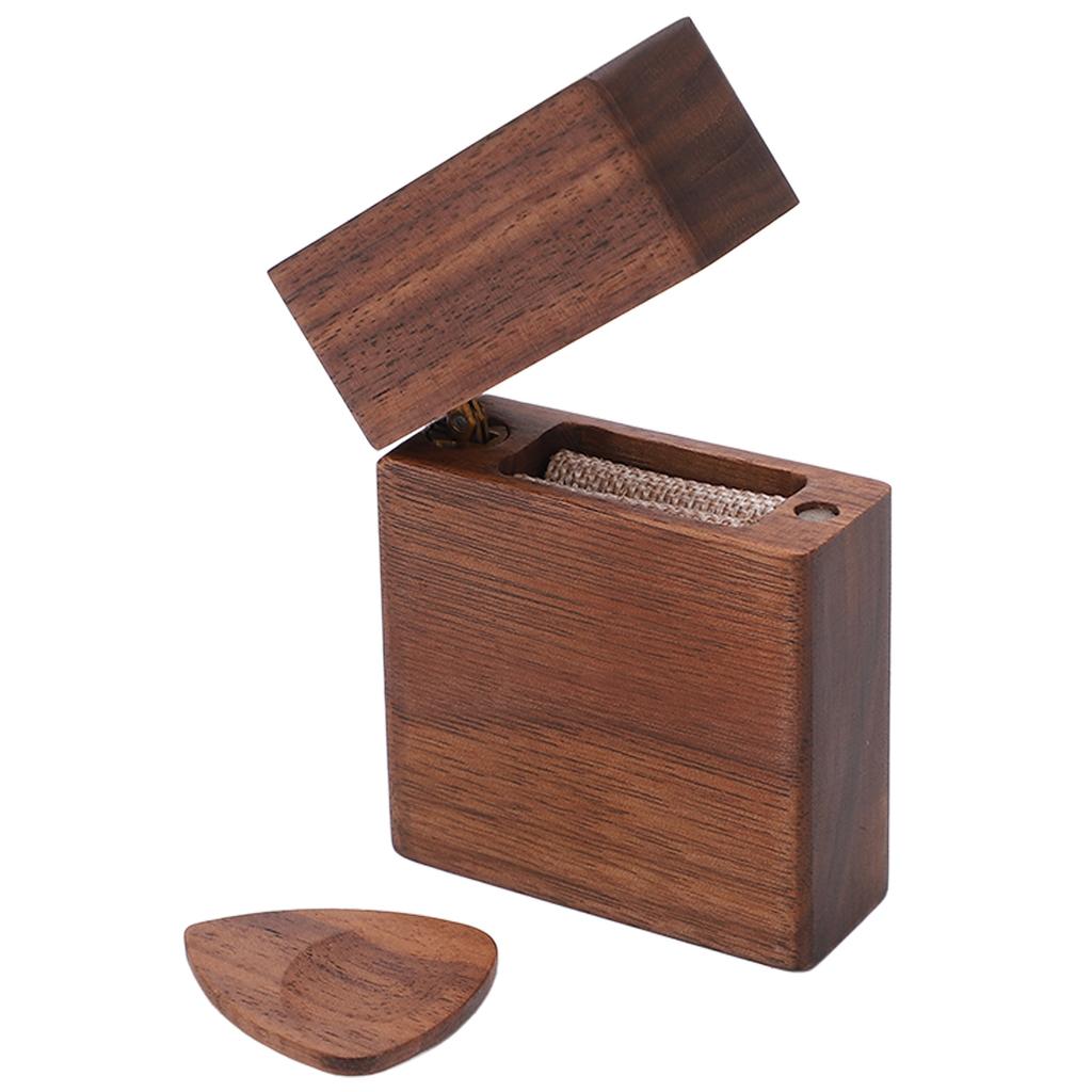 Guitar Pick Holder Wooden Special Lighter Shape Pick Case with Storage Bag for Music Lovers Guitarists