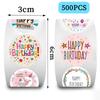 500Pcs Round Labels Happy Birthday Sticker Candy Bag Flower Cake Boxes Gift Packaging Wedding Grateful Decorative Seal Stickers