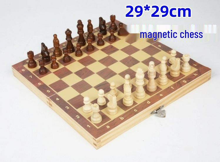 Set da Scacchi Pieghevole Matrimoniale Doppio in Legno Massiccio per Adulti e Bambini