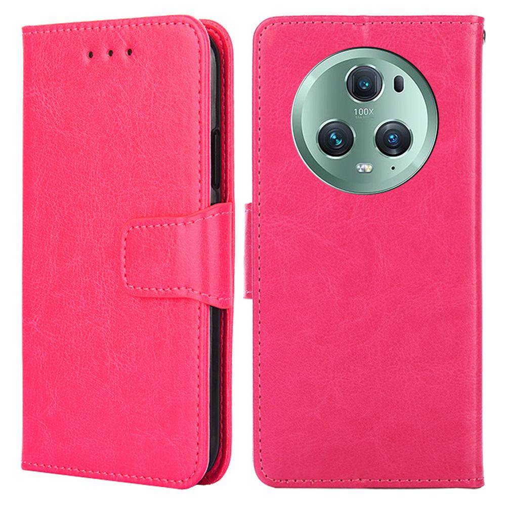 

Кожаный чехол для телефона Honor Magic5 Pro, противоударный, с кошельком и подставкой Rose