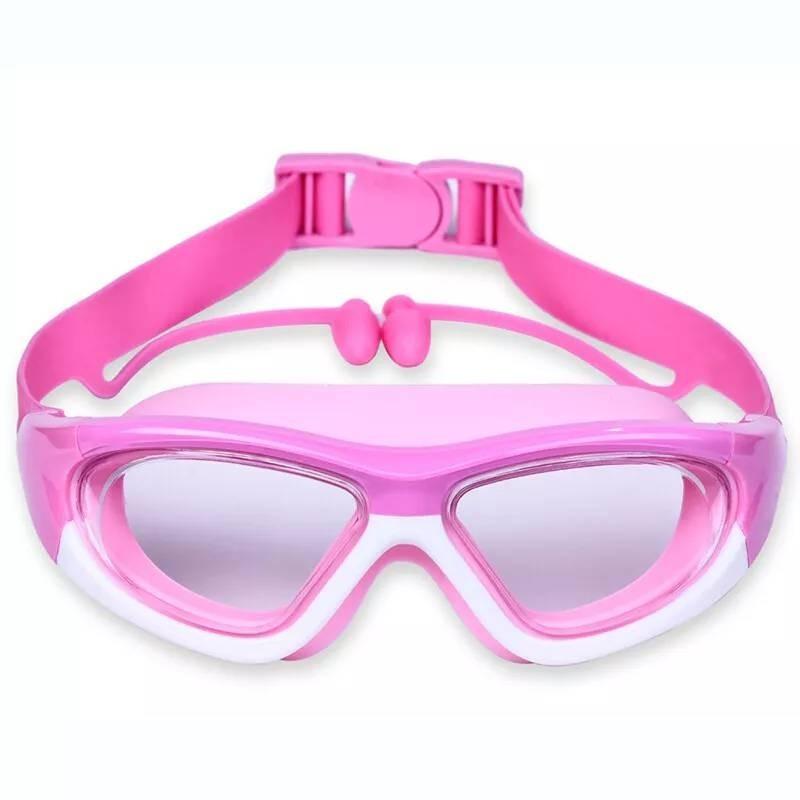 Children's Swimming Goggles With Earplugs Pc Anti-fog Swim Glasses Ak2191 Pink White Boxed Style