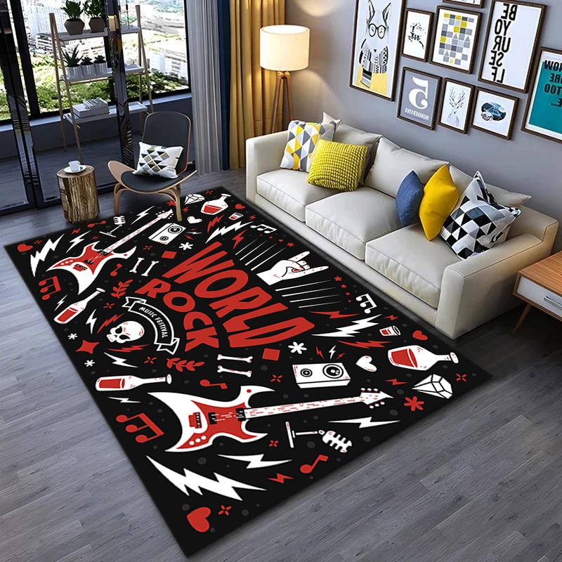 1Pc Musical Elements Printed Circular Carpet, Home Door Mat, Outdoor Travel Protection Carpet A8