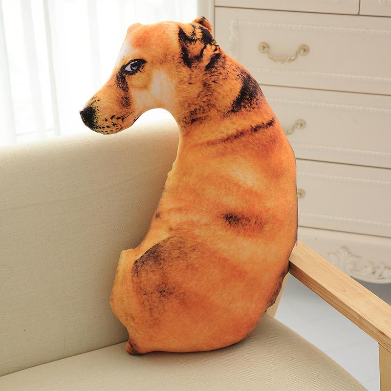 3D Cute Curved Dog Pillow 50cm Pillow Realistic Animal Funny Dog Head Role Playing Home Decoration Sofa Ornament